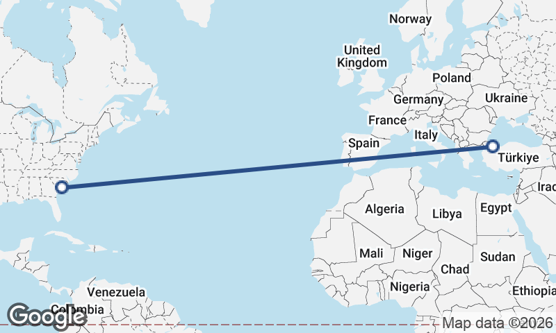 Istanbul to Charleston