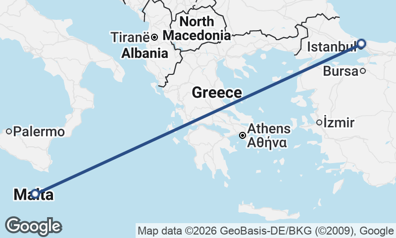 Istanbul to Valletta