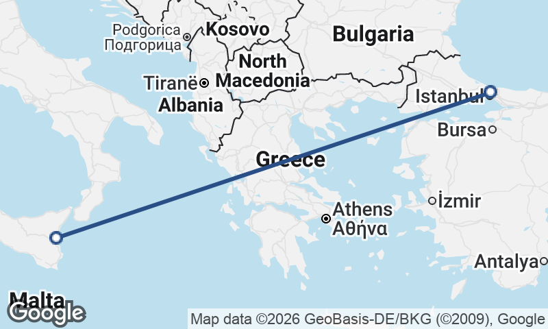 Istanbul to Catania