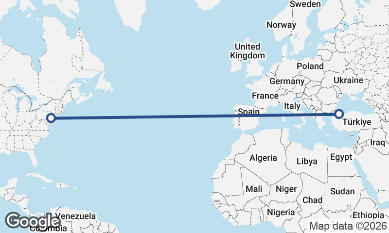 Istanbul to Philadelphia
