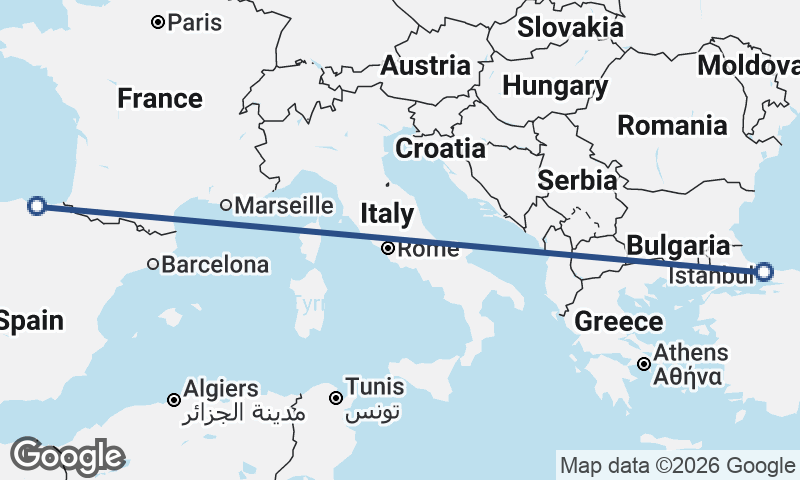 Istanbul to Bilbao