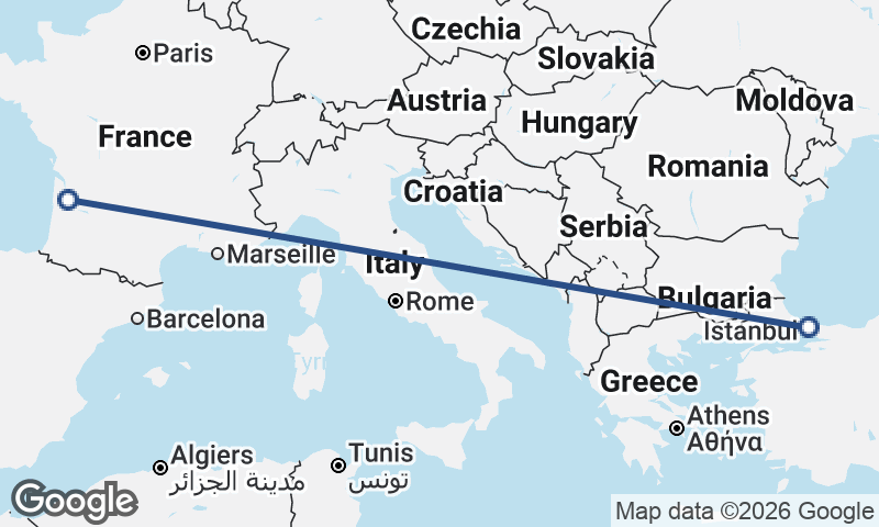 Istanbul to Bordeaux