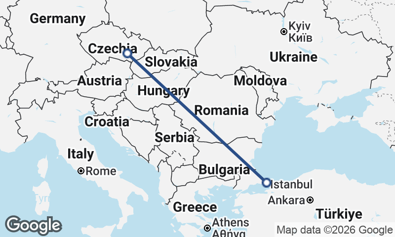 Istanbul to Brno