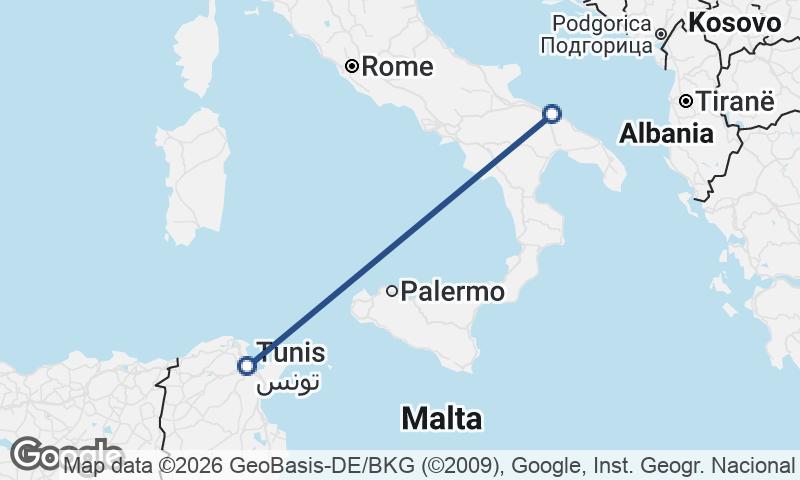 Bari to Tunis