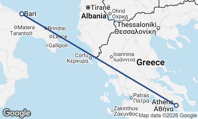 Bari to Athens