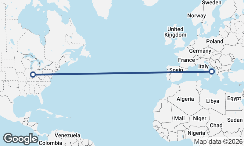 Bari to Indianapolis