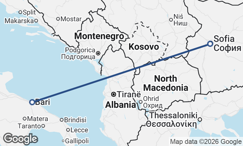 Bari to Sofia