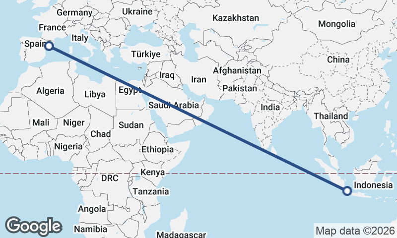 Tarragona to Jakarta