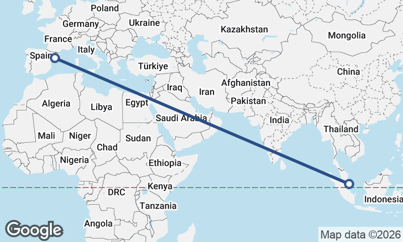 Tarragona to Singapore