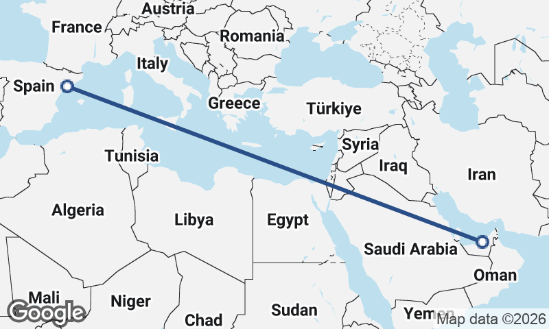 Tarragona to Abu Dhabi
