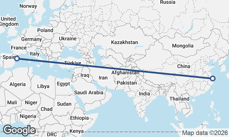 Tarragona to Shanghai