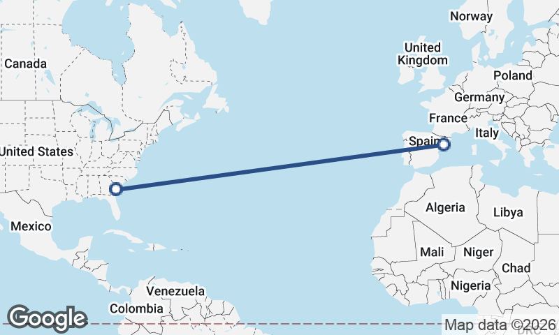 Tarragona to Savannah