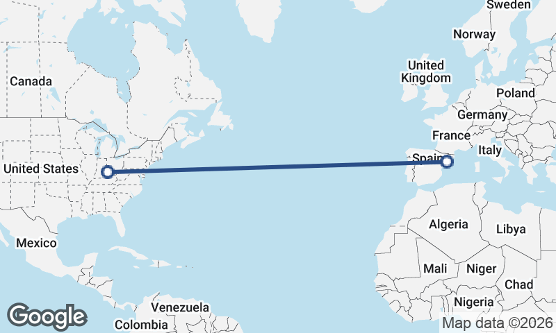 Tarragona to Cincinnati