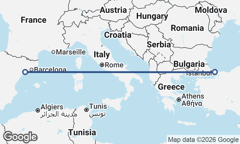 Tarragona to Istanbul