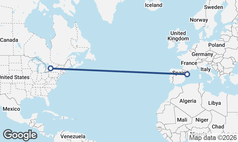 Tarragona to Toronto