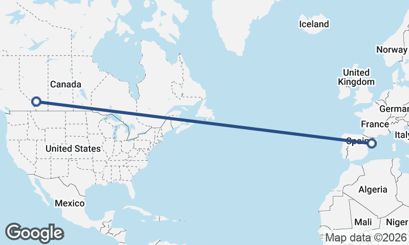 Tarragona to Calgary