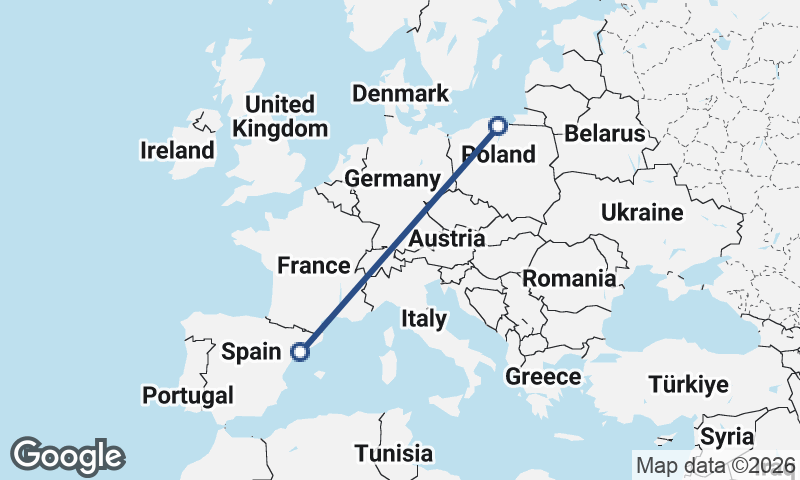 Tarragona to Gdańsk