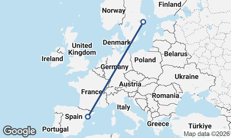 Tarragona to Stockholm