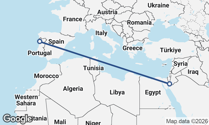 Porto to Al ‘Aqabah
