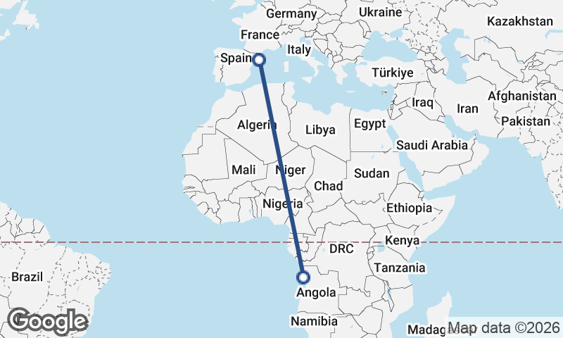Barcelona to Luanda