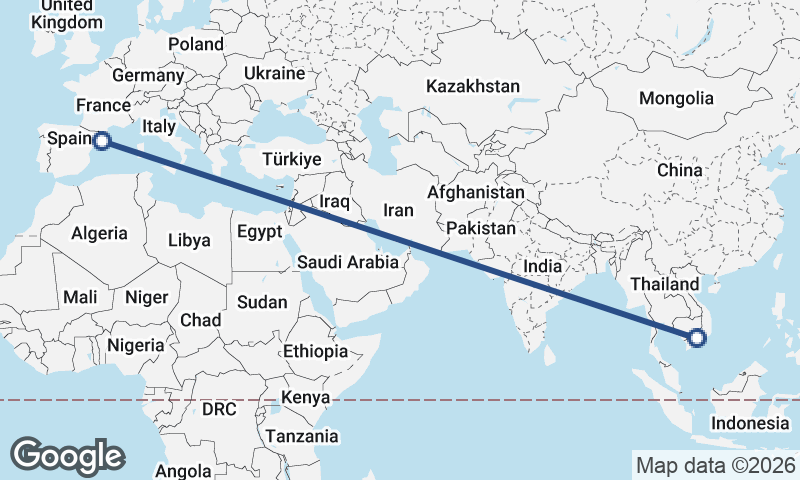 Barcelona to Ho Chi Minh City