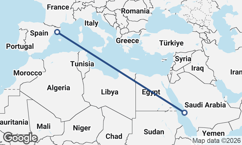 Barcelona to Jeddah