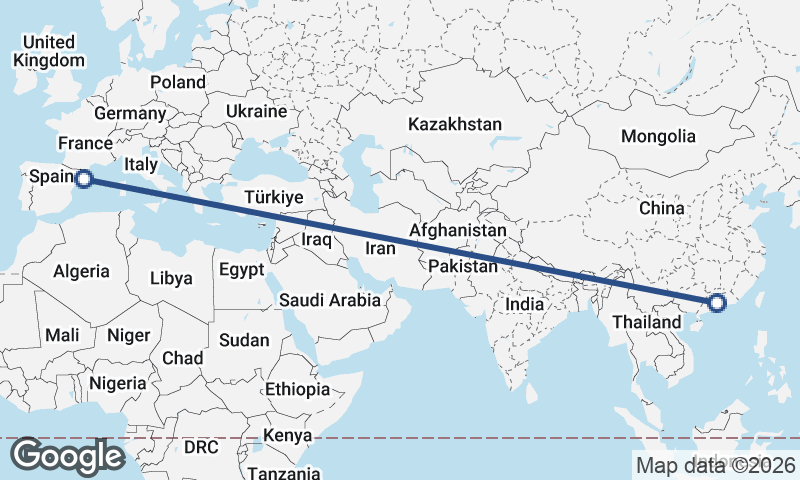 Barcelona to Guangzhou