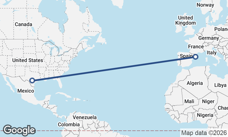 Barcelona to San Antonio