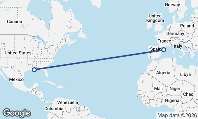 Barcelona to New Orleans