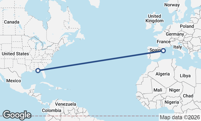 Barcelona to Panama City
