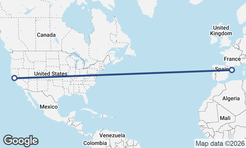 Barcelona to Oakland