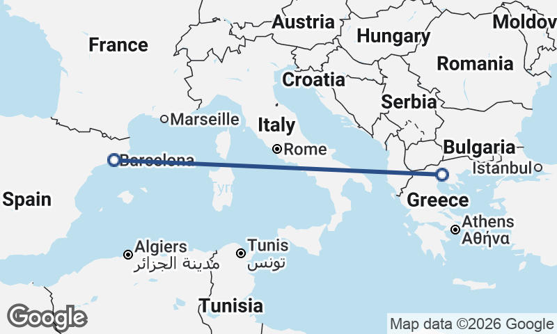 Barcelona to Thessaloníki