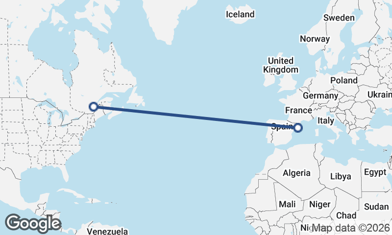 Barcelona to Québec