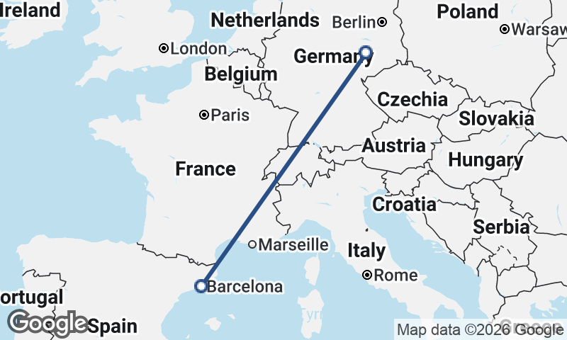 Barcelona to Leipzig