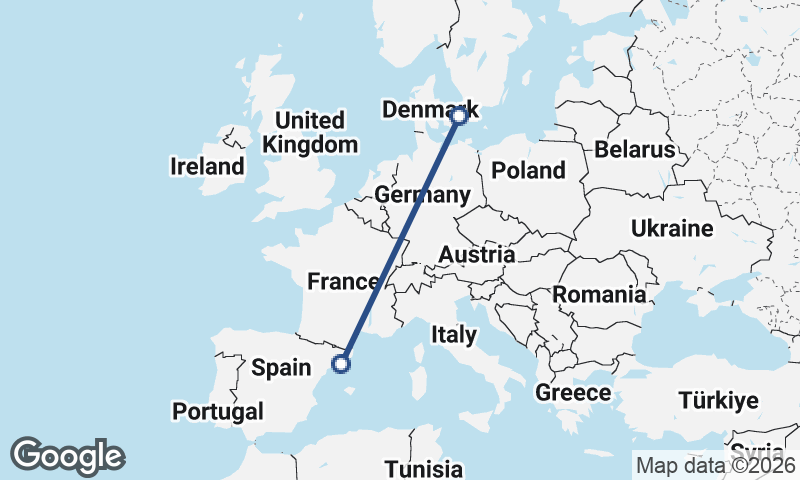 Barcelona to Copenhagen