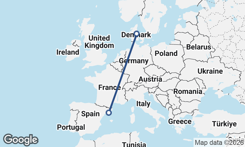 Barcelona to Aarhus