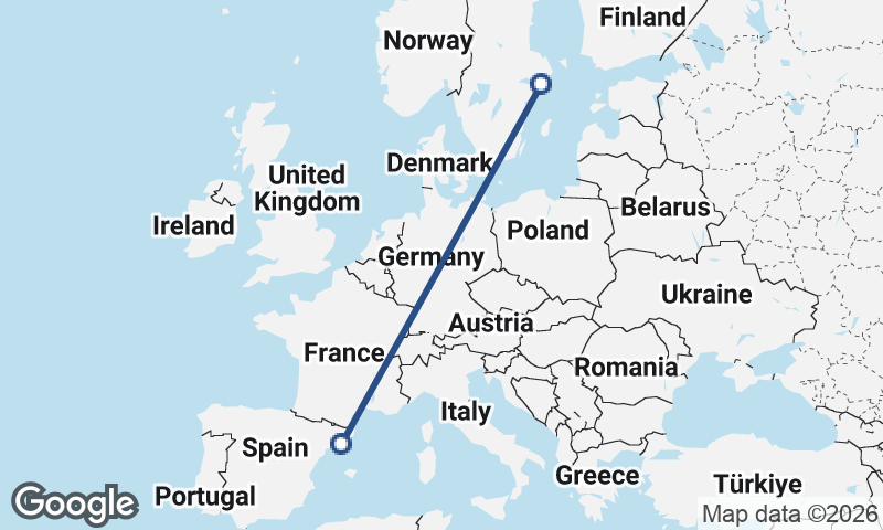 Barcelona to Stockholm