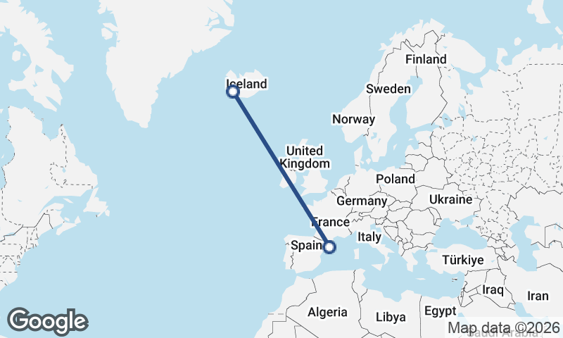 Barcelona to Reykjavík
