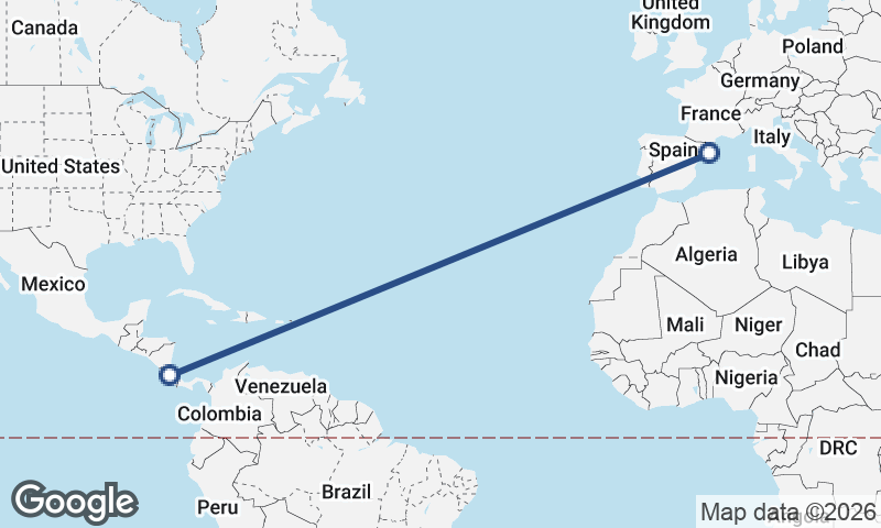 Barcelona to San José