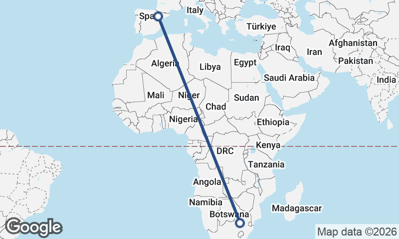 Zaragoza to Johannesburg