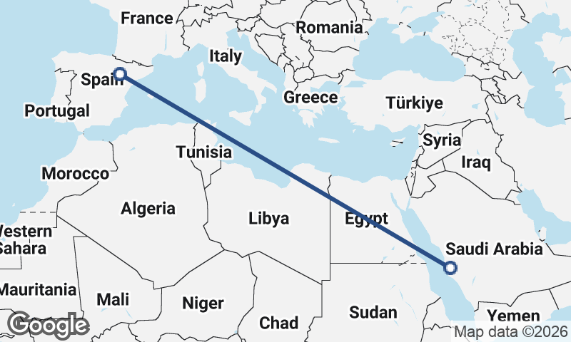 Zaragoza to Mecca