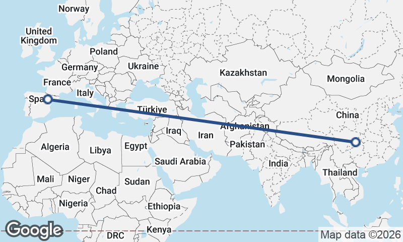 Zaragoza to Chongqing