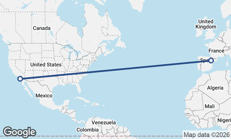 Zaragoza to San Diego