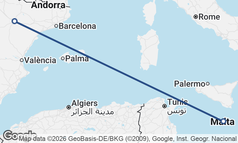 Zaragoza to Valletta