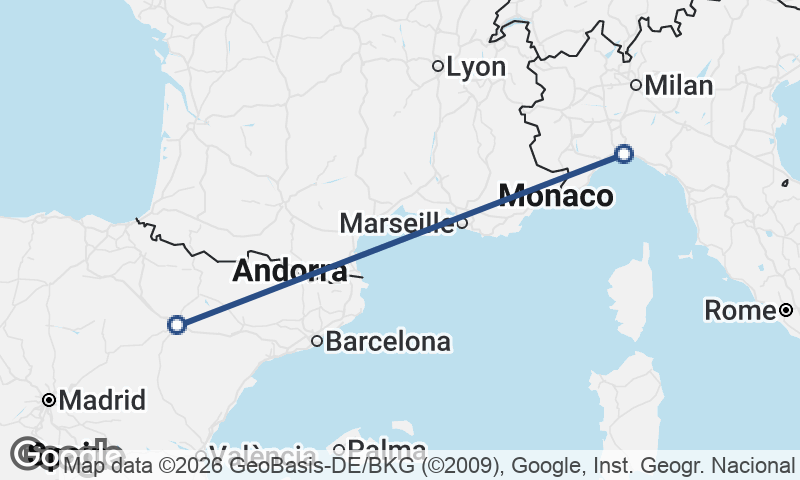 Zaragoza to Genoa