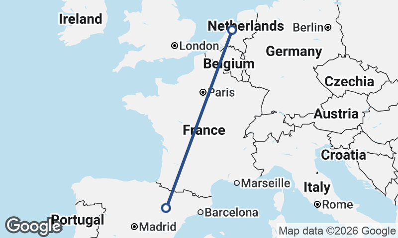 Zaragoza to Amsterdam