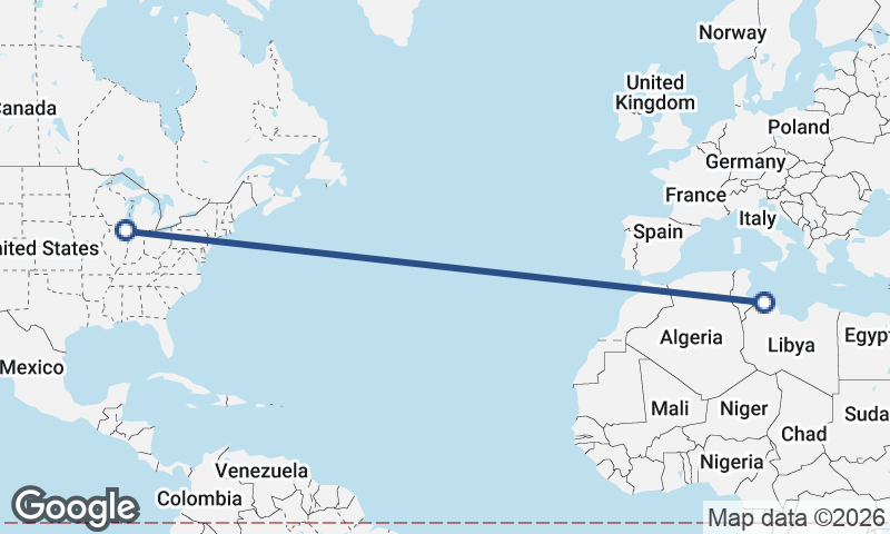 Chicago to Tripoli