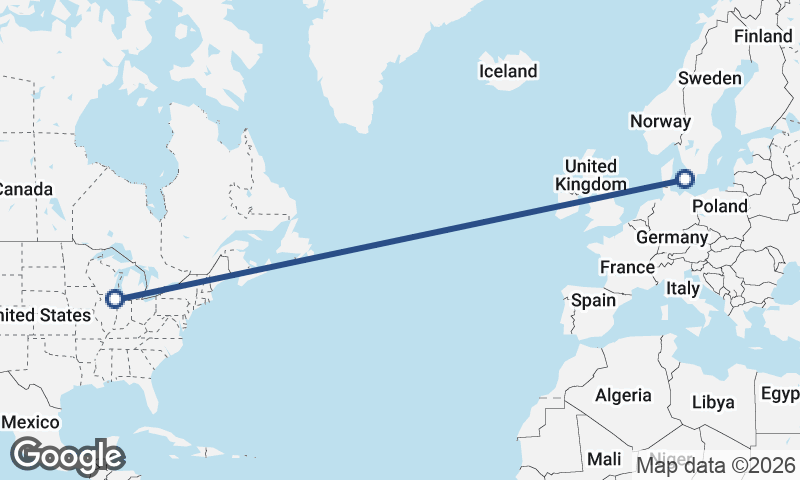 Chicago to Copenhagen