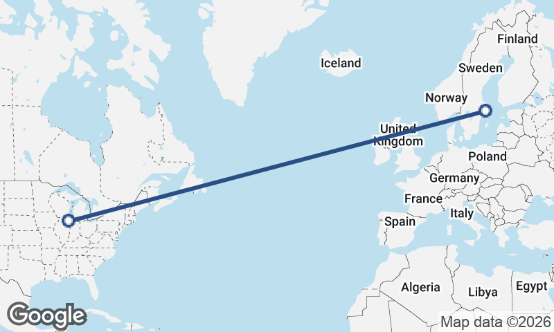 Chicago to Stockholm