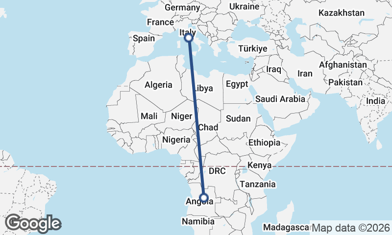 Italy to Angola